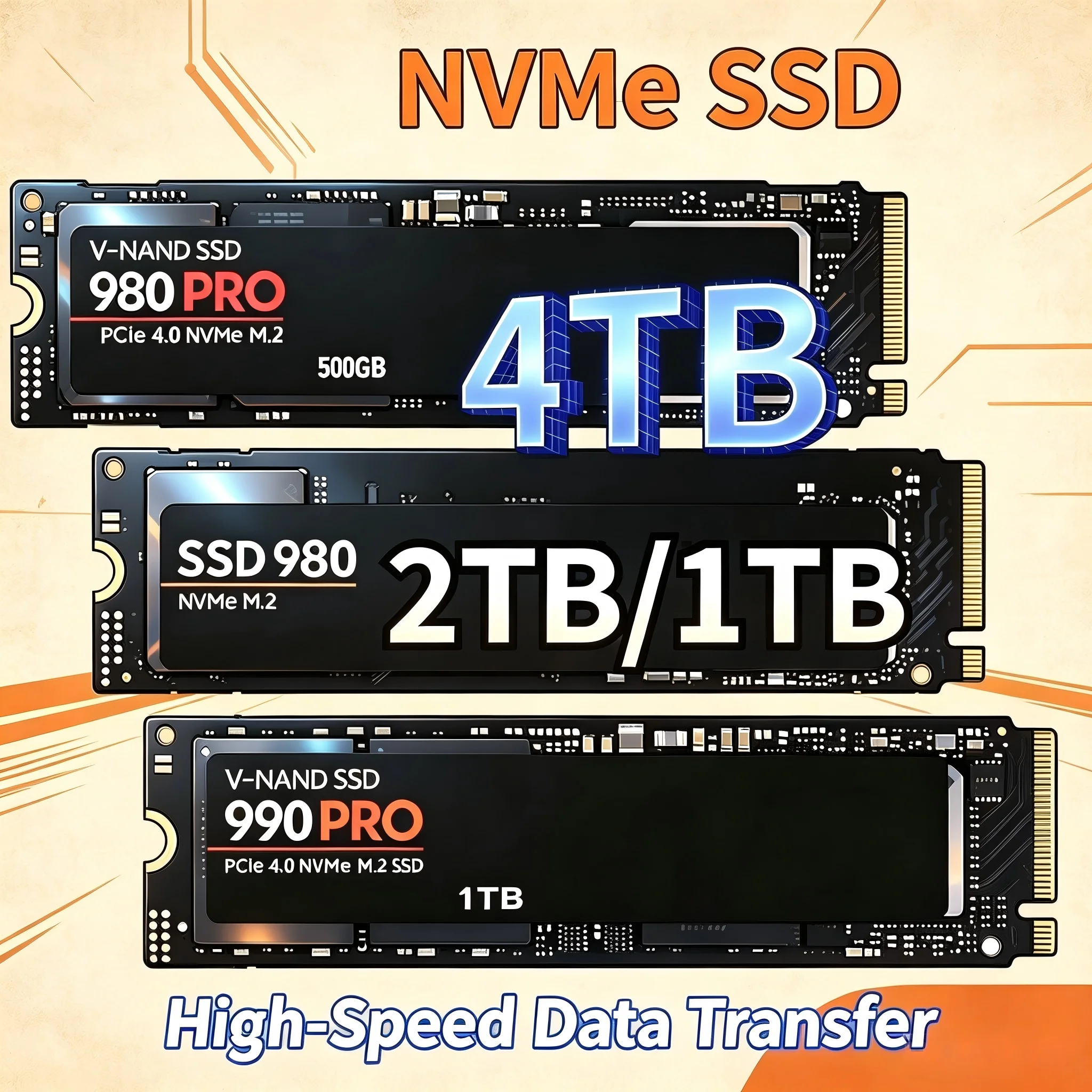 M.2 Nvme 4Tb Pcie 4.0 Ssd - SSD Original 980Pro 990Pro M.2 NVMe