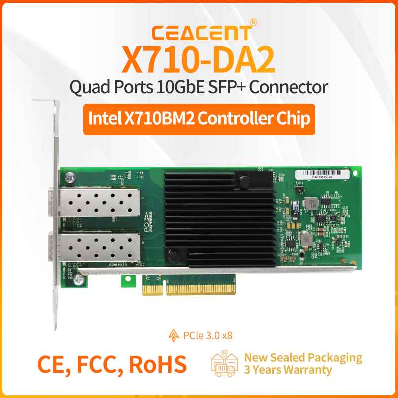 10Gb Sfp+ Pcie Network Card Dual Port - X710-DA2 Intel X710-BM2 Chipset 10 Gb/s