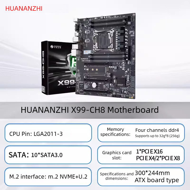 X99 Dual Cpu Motherboard Combo - Placa-mãe HUANANZHI LGA2011-3 X99 CH8 com