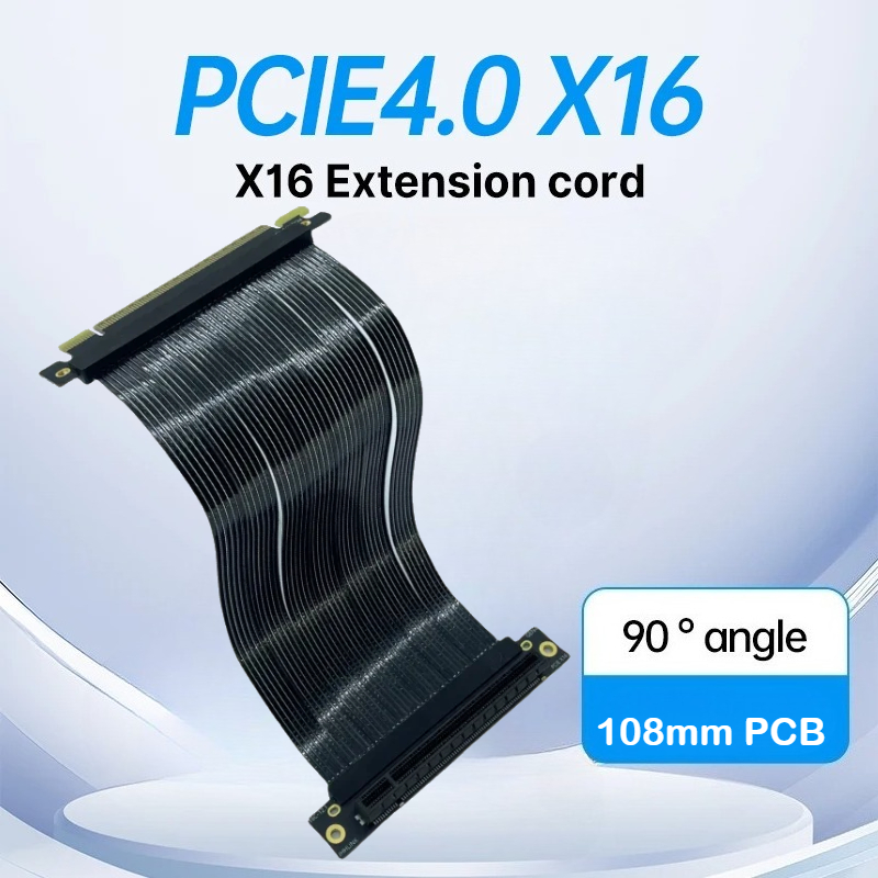 Pcie 4.0 X16 Riser Cable 90 Degree - Cabo extensor blindado para placa gráfica
