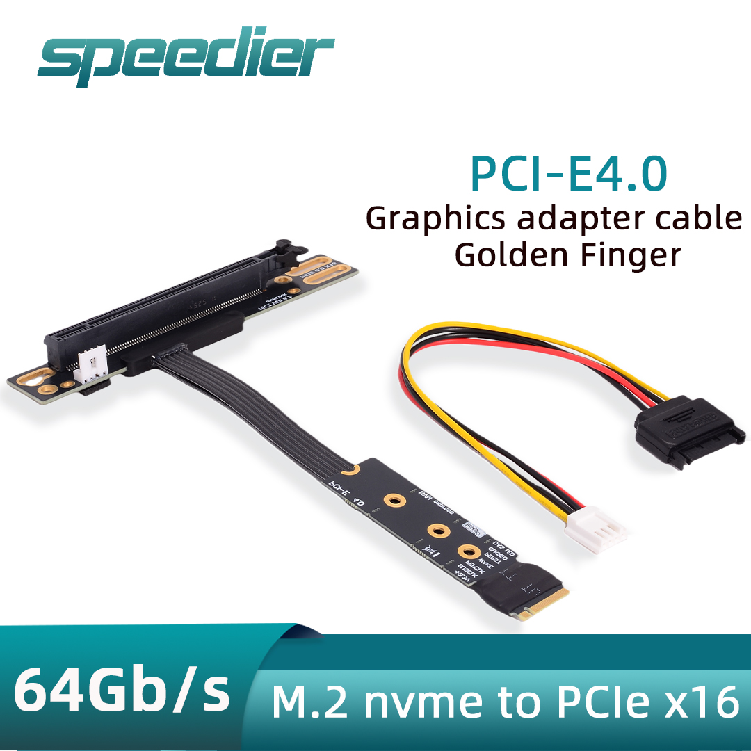 Pcie 4.0 X16 Riser Cable 90 Degree - M.2 nvme para pcie x16 90