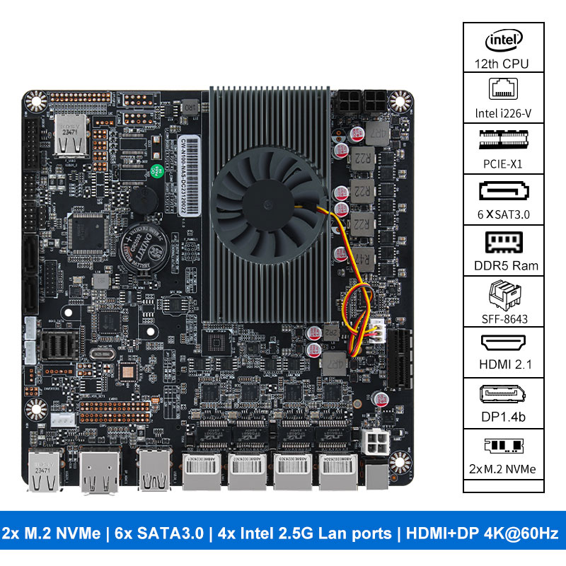 Placa-Mãe N100 NAS com 2x M.2  - Nas Motherboard N100 6 Sata avaliação e preço
