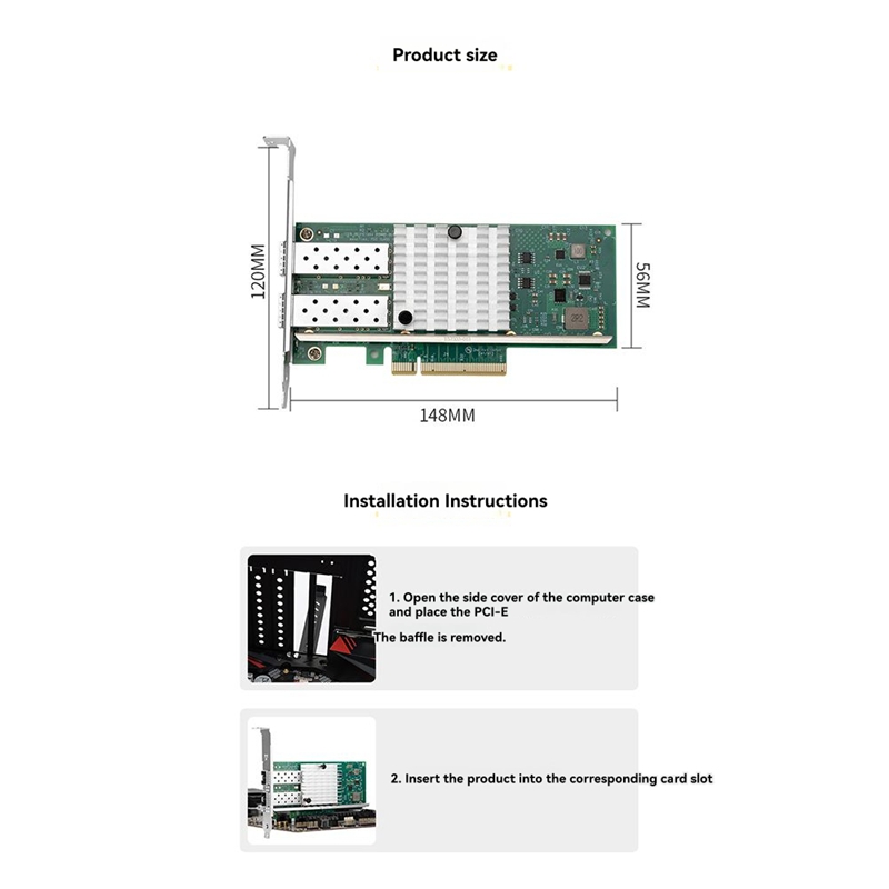 X520-DA1 10 Gb SFP + Placa de  - 10Gb Sfp+ Pcie Network Card Dual Port avaliação e preço