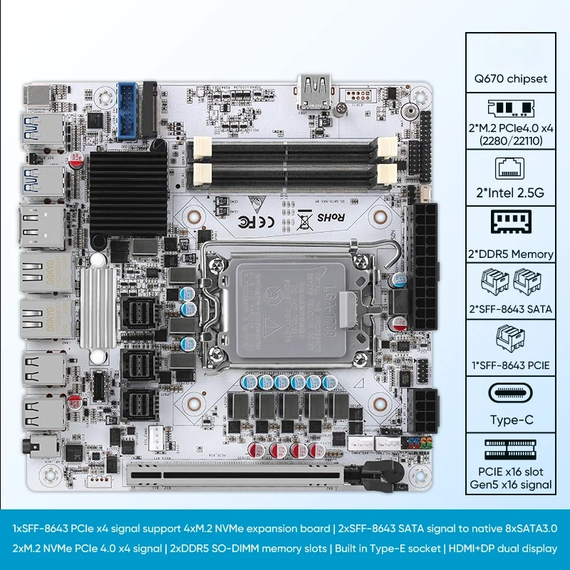 Placa-mãe nas de 12/13/14a ger - Lga 1700 Ddr5 Itx Motherboard avaliação e preço